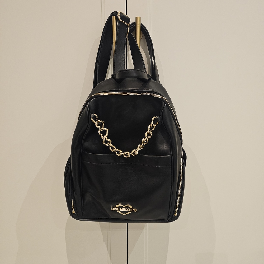 Love Moschino Black Backpack with Gold Accents